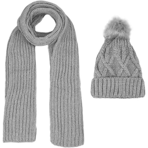 KRATARC Cold Winter Women Warm Scarf Beanie Hat Set Knitted Fleece Girls Pompom main image 5